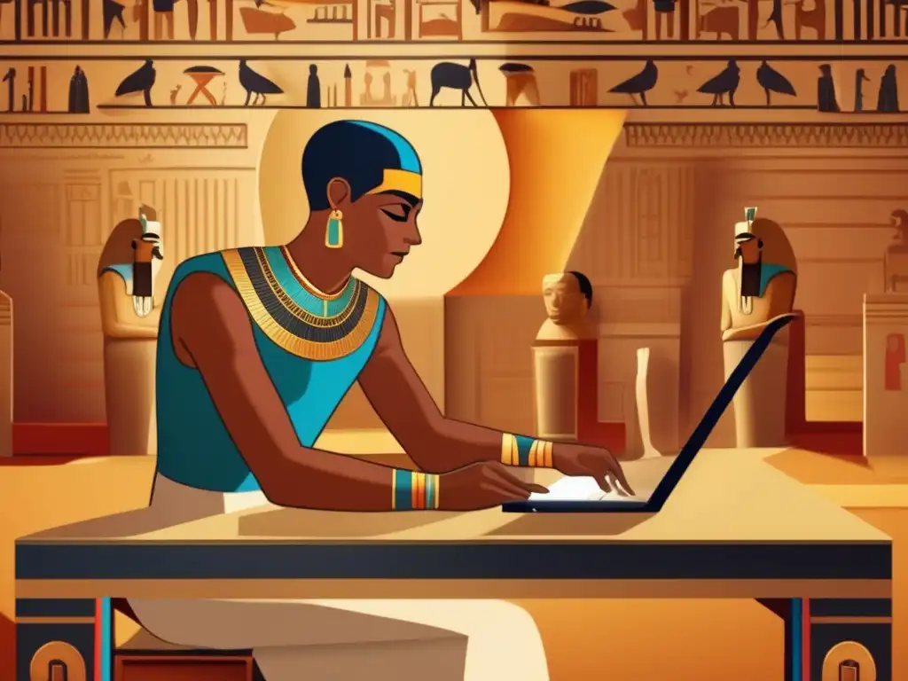 Ptahhotep, sabio escriba egipcio, inscribe enseñanzas eternas en papiro en Egipto