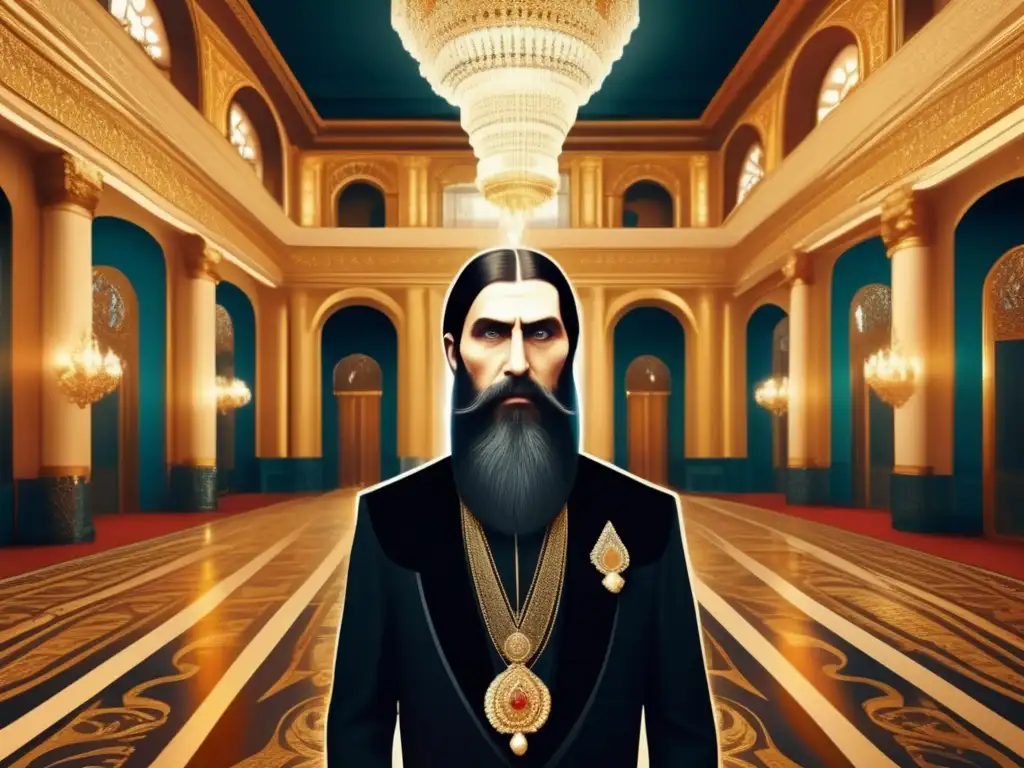 Un Rasputín misterioso y enigmático en el opulento palacio ruso, rodeado de mitos y verdades como confidente de los Zares