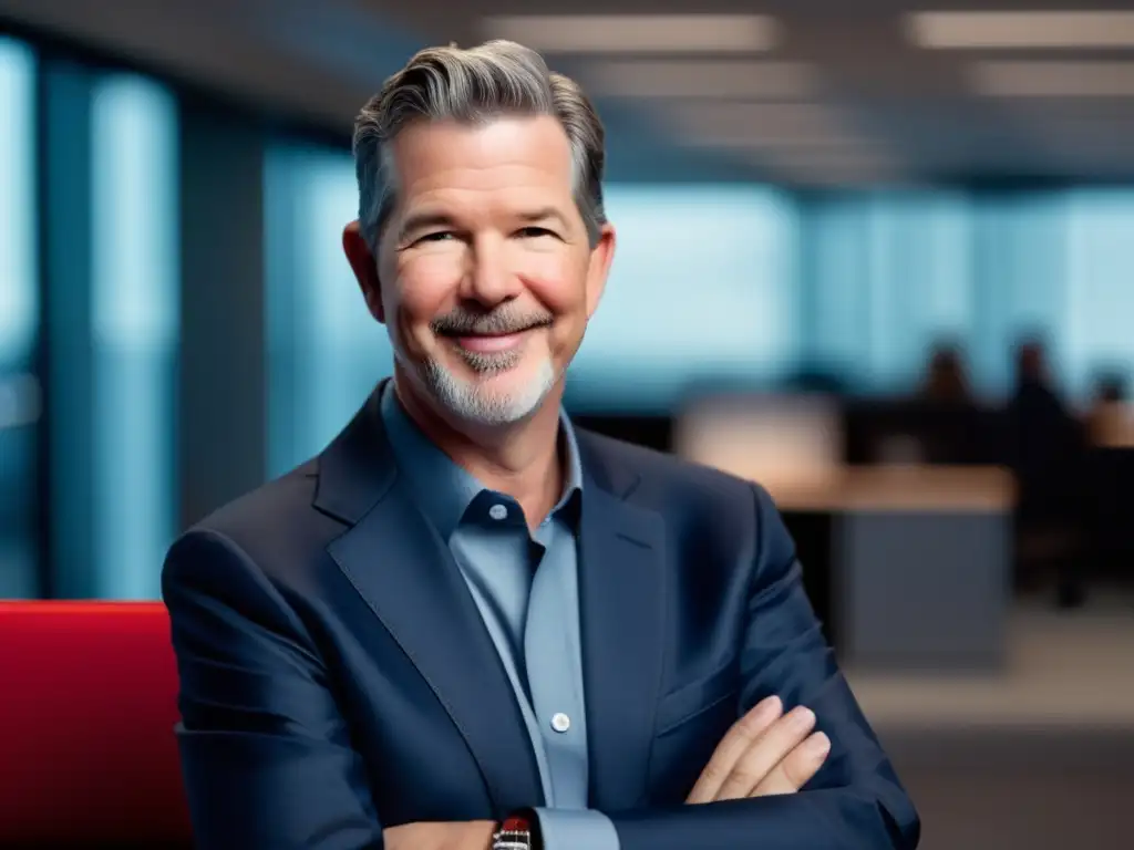 Reed Hastings, cofundador de Netflix, irradia liderazgo en su moderna oficina