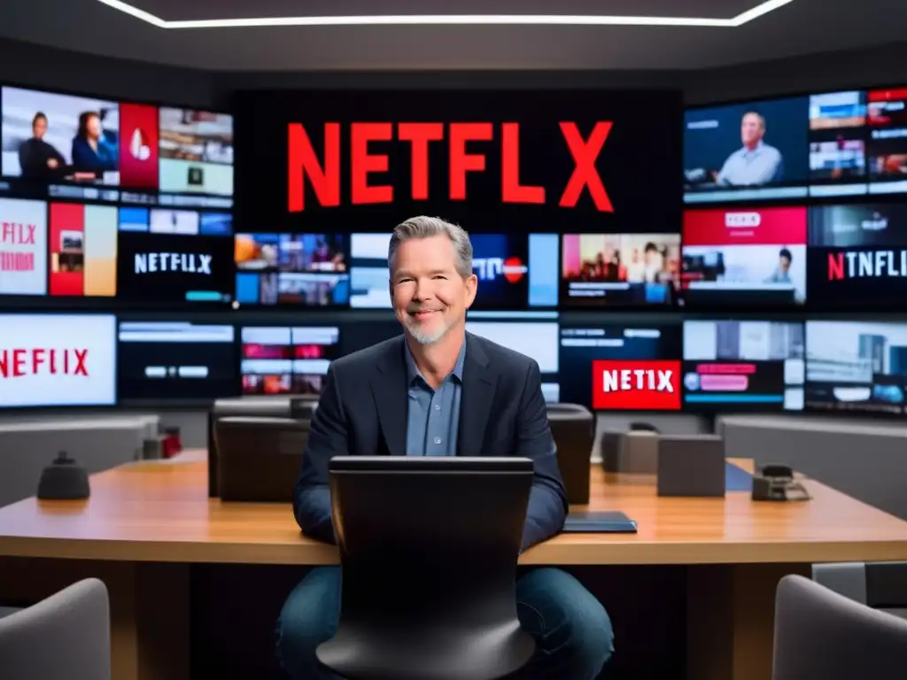 Reed Hastings lidera Netflix con visión y confianza en su moderna oficina