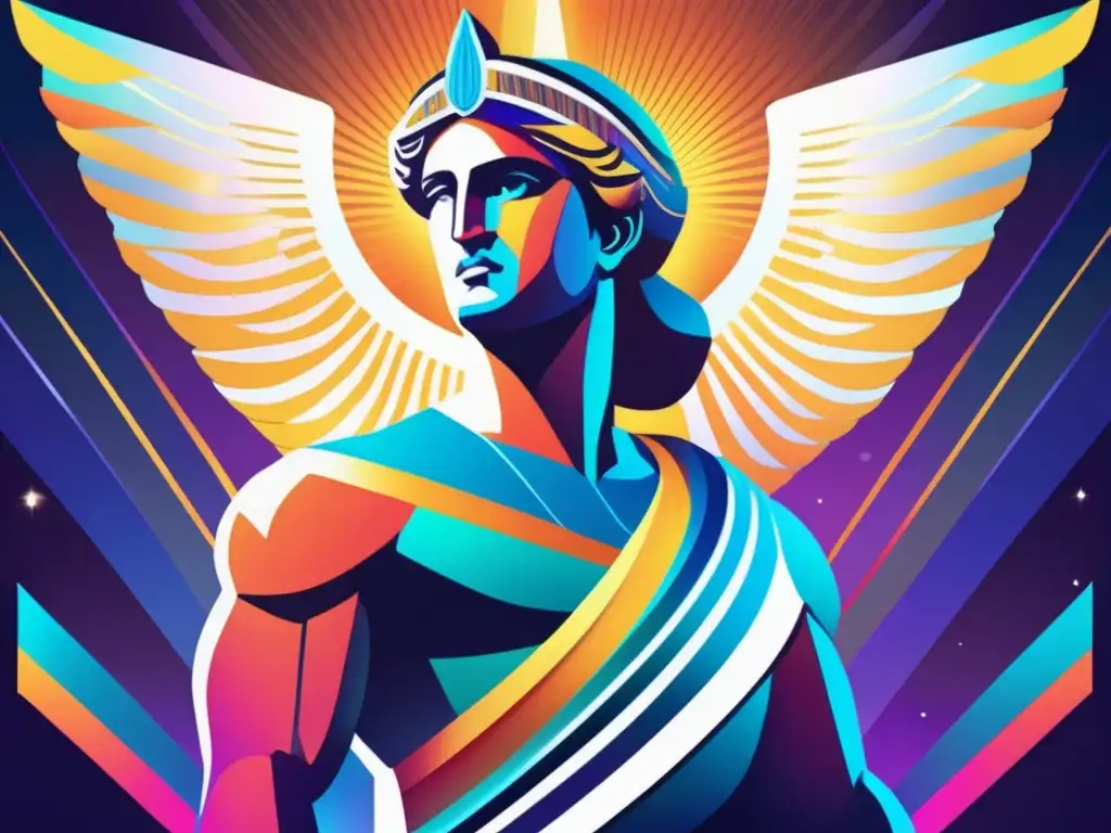 Una reinterpretación moderna de la mitología griega según Robert Graves, con dioses en un estilo futurista y colores vibrantes