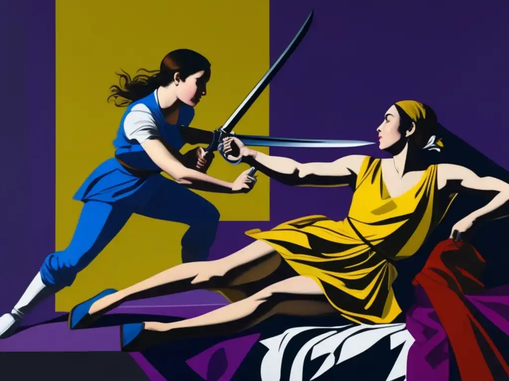 En una reinterpretación moderna de Artemisia Gentileschi, Judith es una mujer fuerte y determinada de diversas etnias, desafiante y empoderada en un entorno urbano contemporáneo