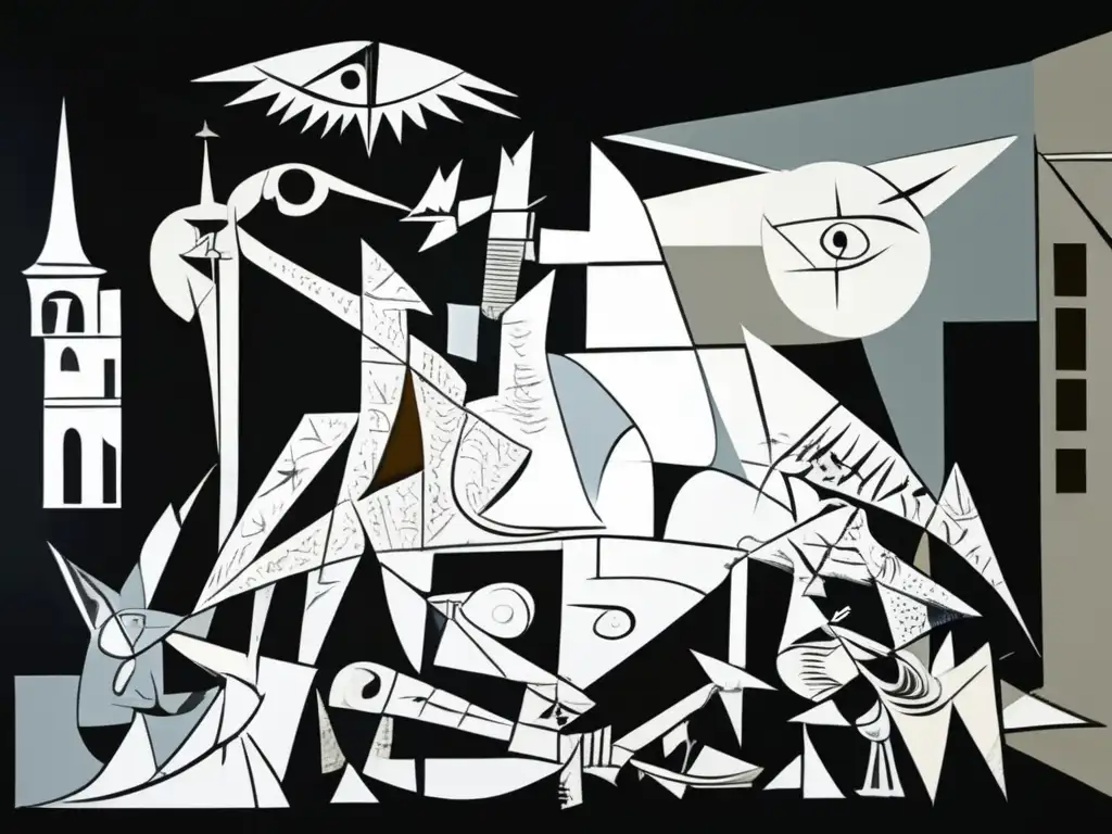 Una representación detallada y emocional de 'Guernica' de Pablo Picasso, capturando la intensidad de la obra maestra