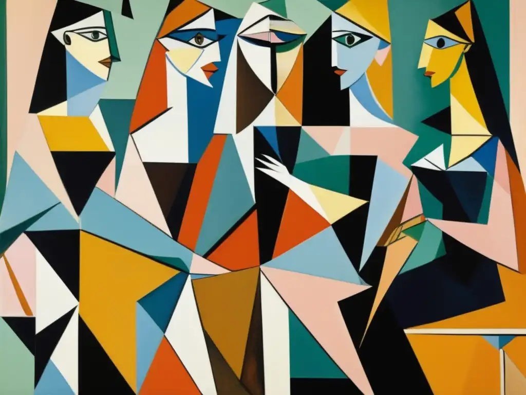 Una representación detallada y revolucionaria de 'Les Demoiselles d'Avignon' de Pablo Picasso, destacando el liderazgo en el Cubismo del artista