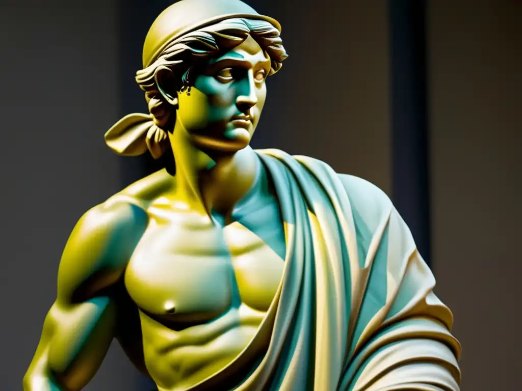 Una fotografía en alta resolución de la escultura 'David' de Donatello, resaltando los detalles intrincados y la expresión realista