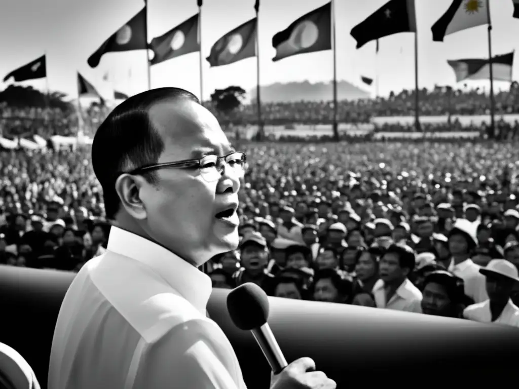 Un retrato en blanco y negro de Benigno Aquino Jr