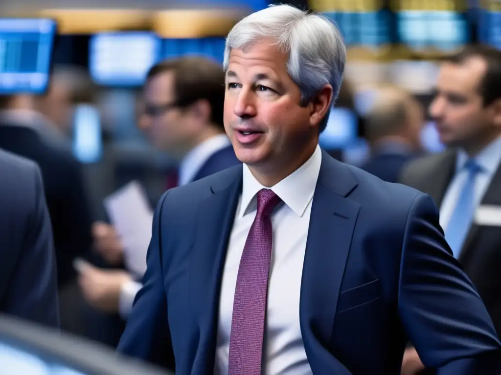 Un retrato detallado de James Dimon liderando con confianza en JPMorgan Chase