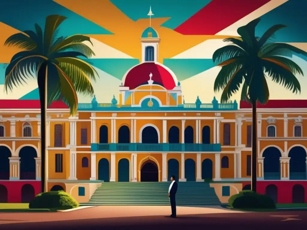 Un retrato digital de alta resolución de Rafael Leónidas Trujillo frente al Palacio Nacional en la República Dominicana
