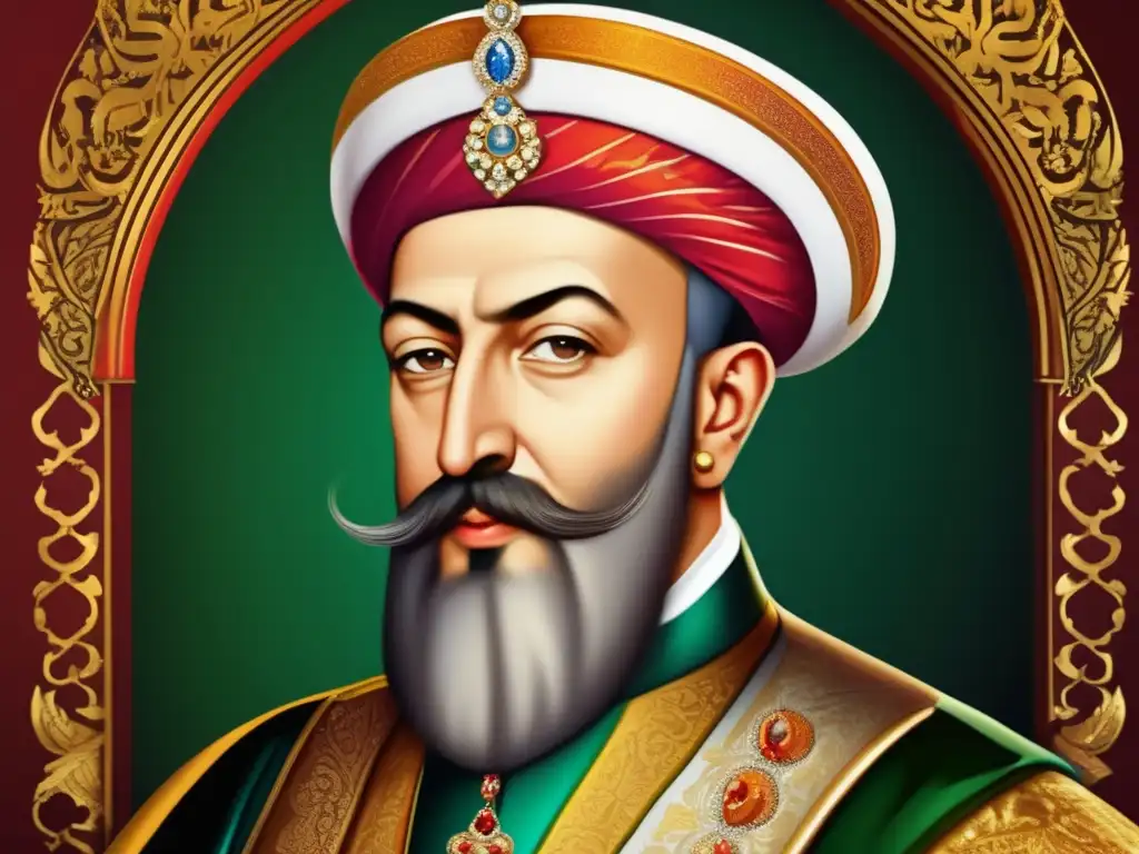 Un retrato digital de alta resolución del Sultan Suleiman el Magnífico, con detalles intrincados y colores vibrantes