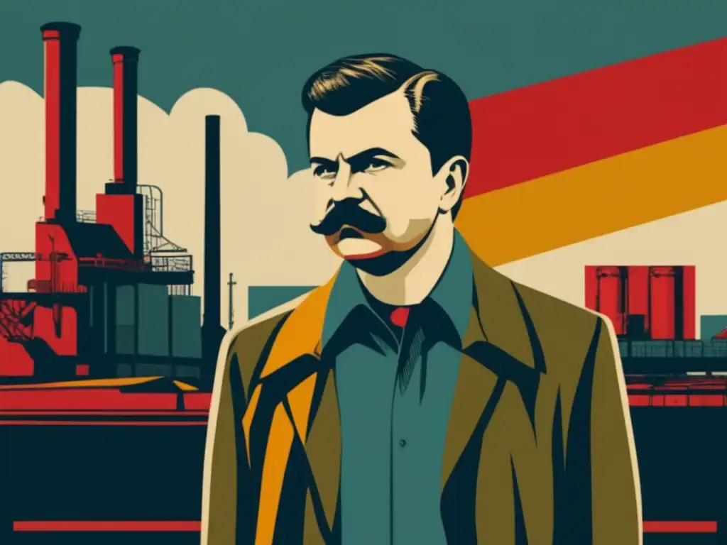 Un retrato moderno de Lech Wałęsa joven, enérgico y determinado, con un fondo industrial