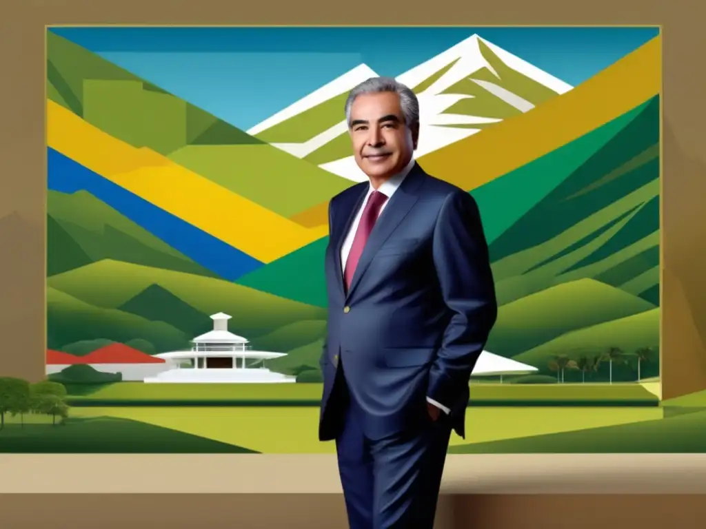 El retrato moderno de Ernesto Samper, ex presidente de Colombia, irradia confianza y autoridad