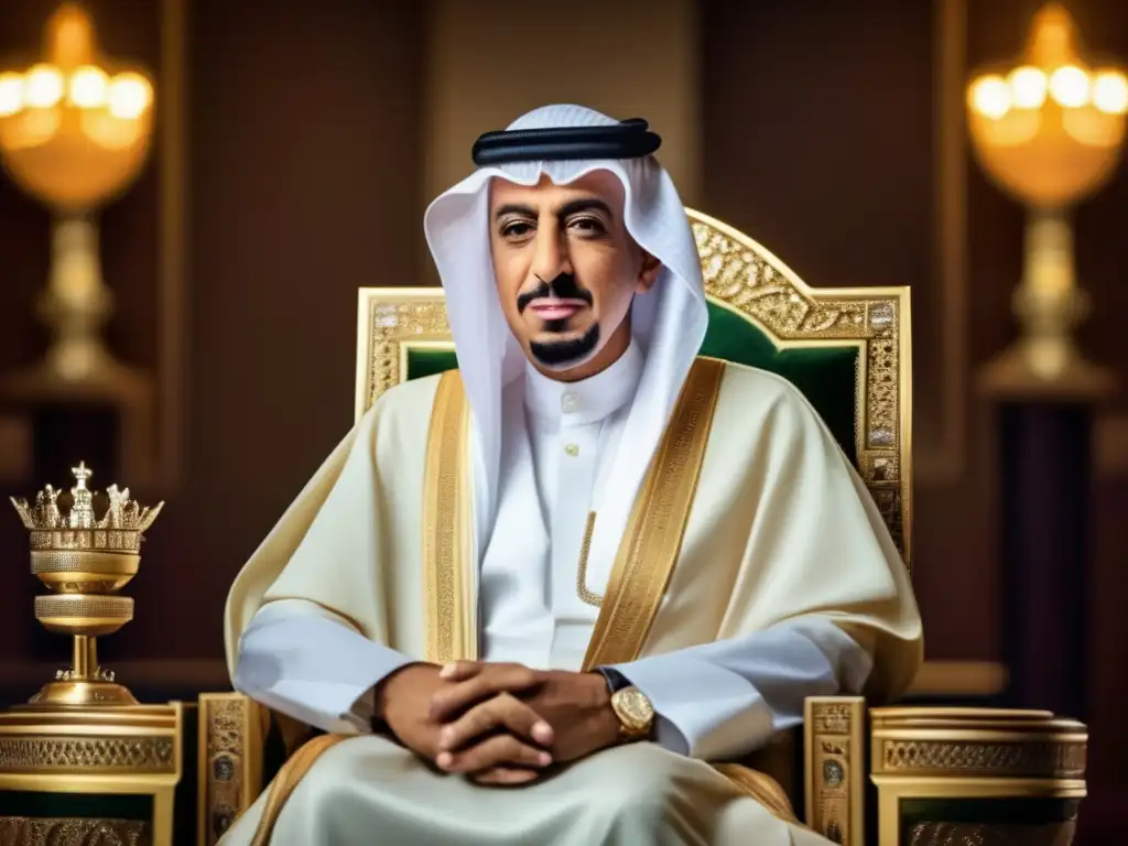 El Rey Faisal de Arabia Saudita irradia poder y liderazgo en una imagen moderna y de alta resolución