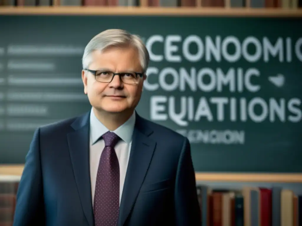 Dani Rodrik, experto en Economía Política Globalización, frente a una pizarra llena de ecuaciones complejas