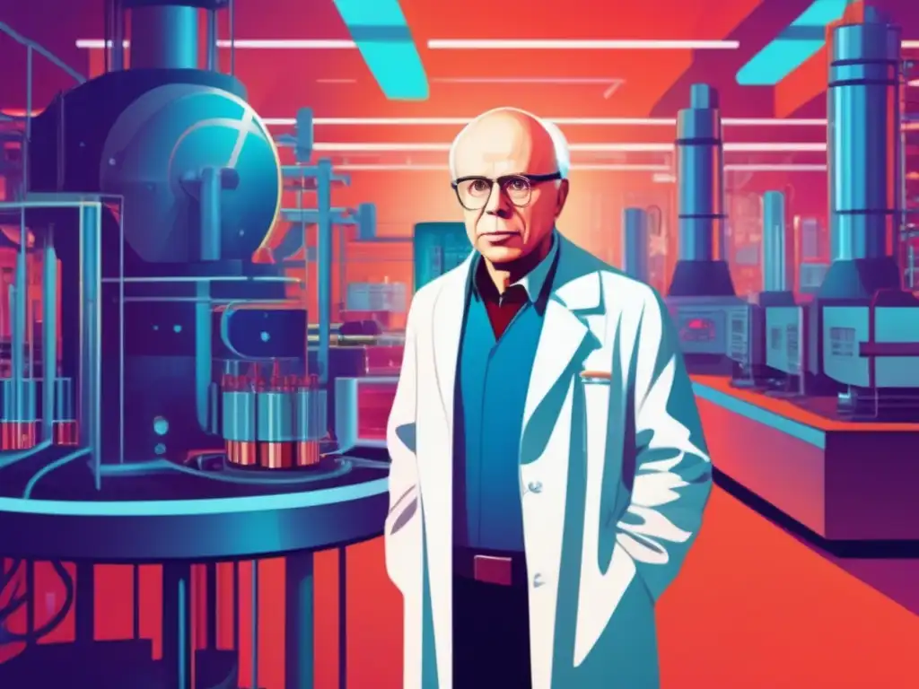 Andrei Sájarov en laboratorio con tecnología de fusión nuclear, destacando su biografía