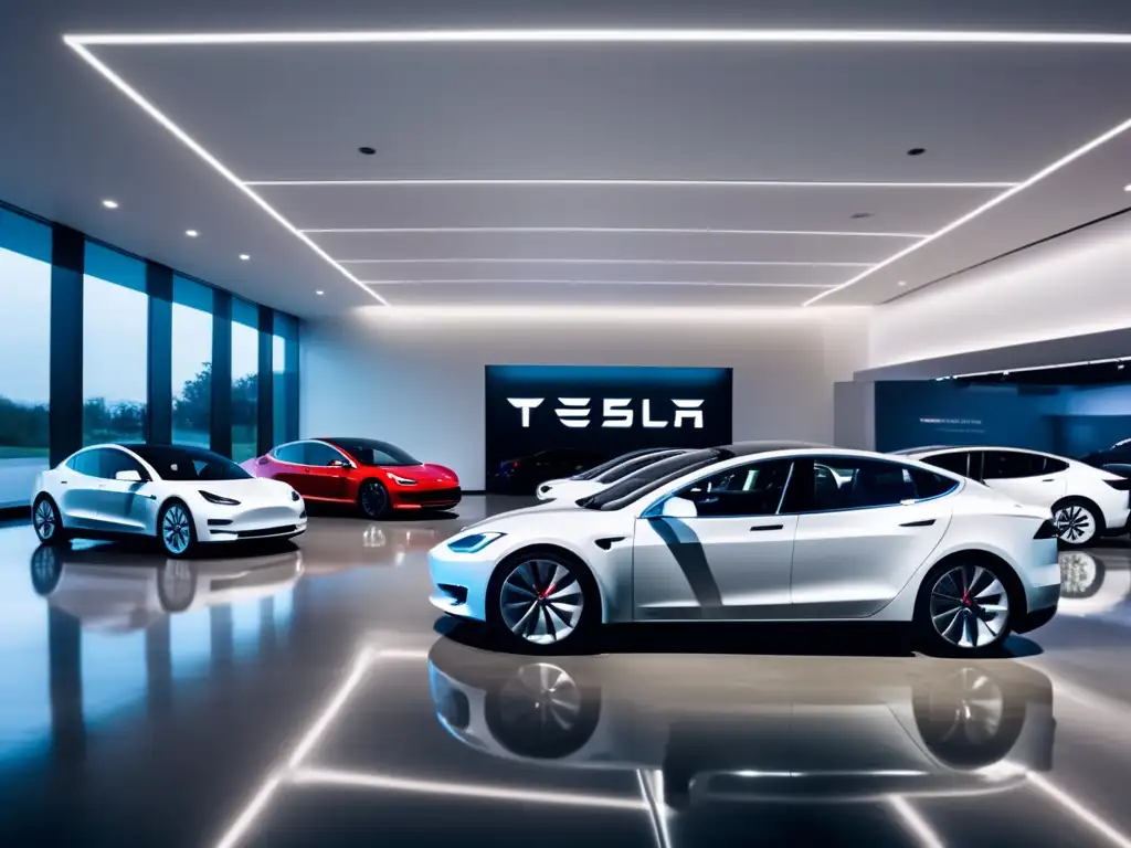 En la sala de exposición de coches eléctricos de Tesla, el ambiente rebosa sofisticación e innovación