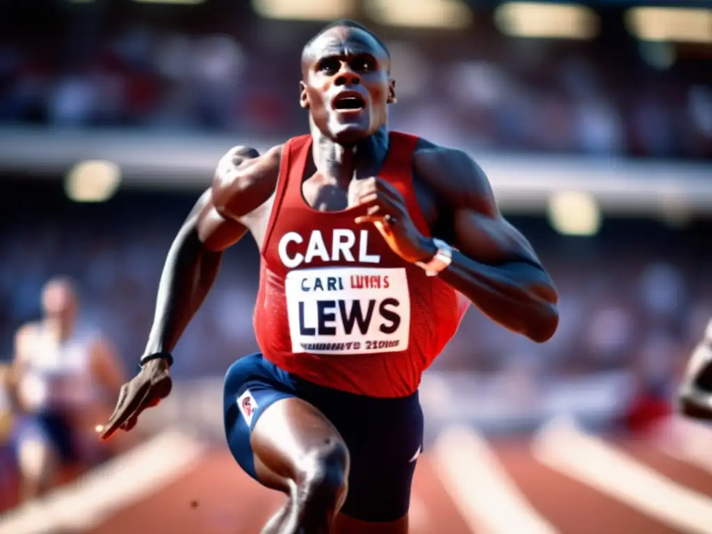 Un salto impresionante de Carl Lewis en 8K, con el legado olímpico de Carl Lewis capturando la intensidad y gracia de su atletismo