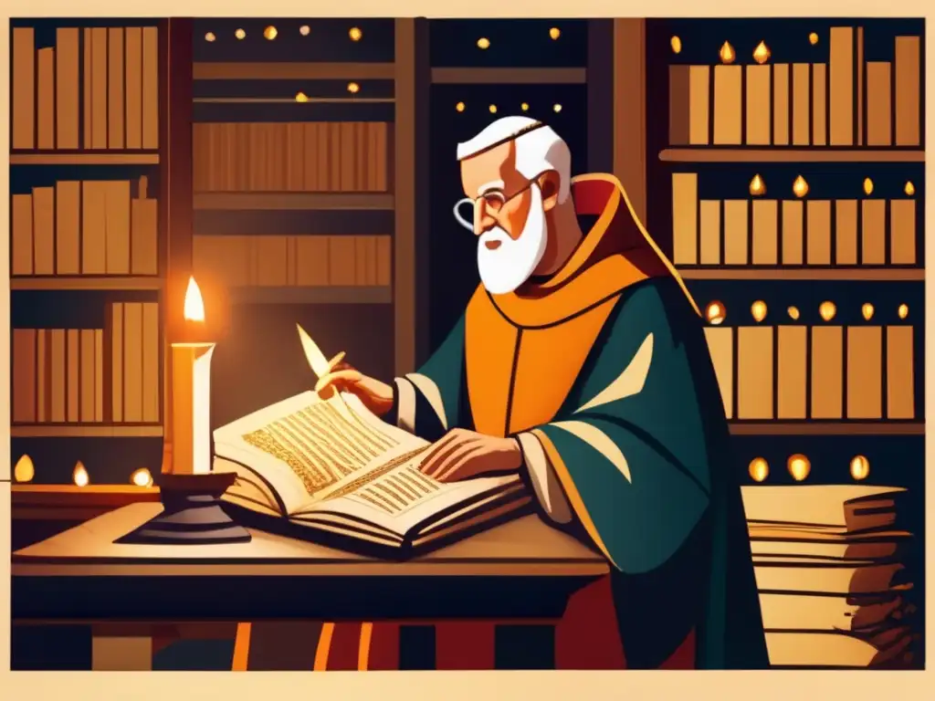 En un scriptorium iluminado, Bede el Venerable registra festividades del Cristianismo Primitivo con detalle