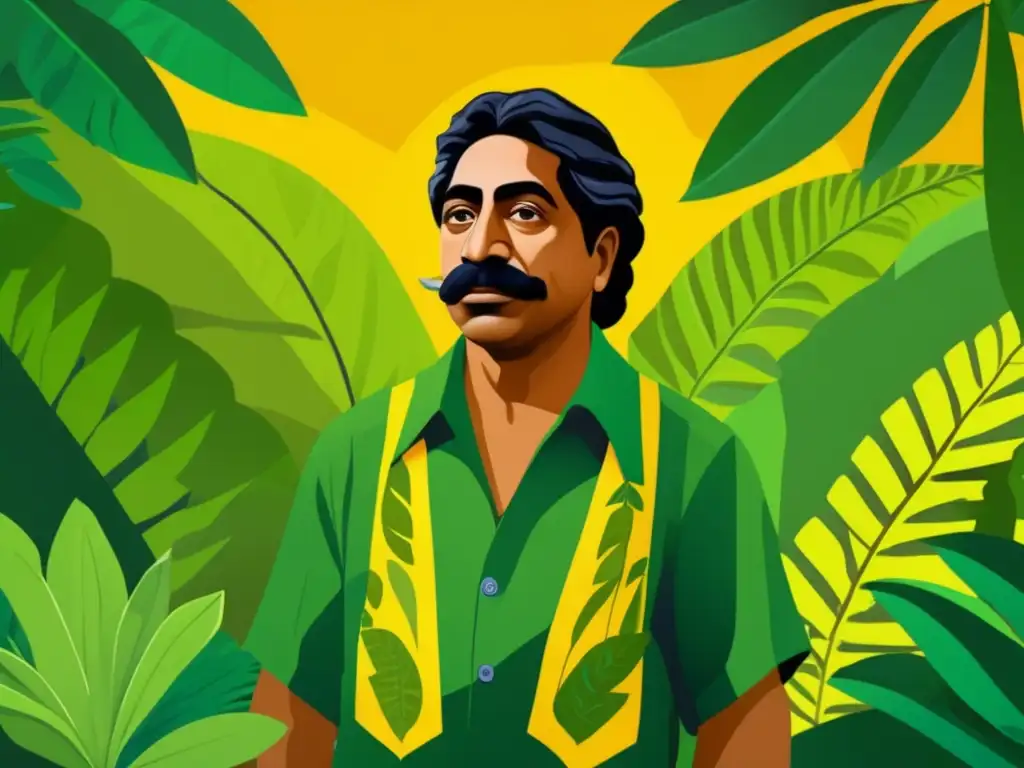 En la selva amazónica, Chico Mendes irradia determinación y protección