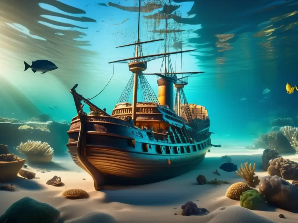 El solitario barco hundido de la expedición perdida Sir John Franklin y su entorno marino, iluminado por rayos de sol, revela su deslumbrante detalle