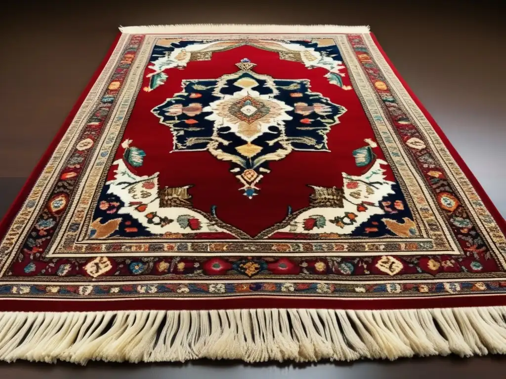 Un tapiz persa exquisitamente detallado con colores vibrantes y patrones elaborados que reflejan la artesanía y la importancia cultural persa