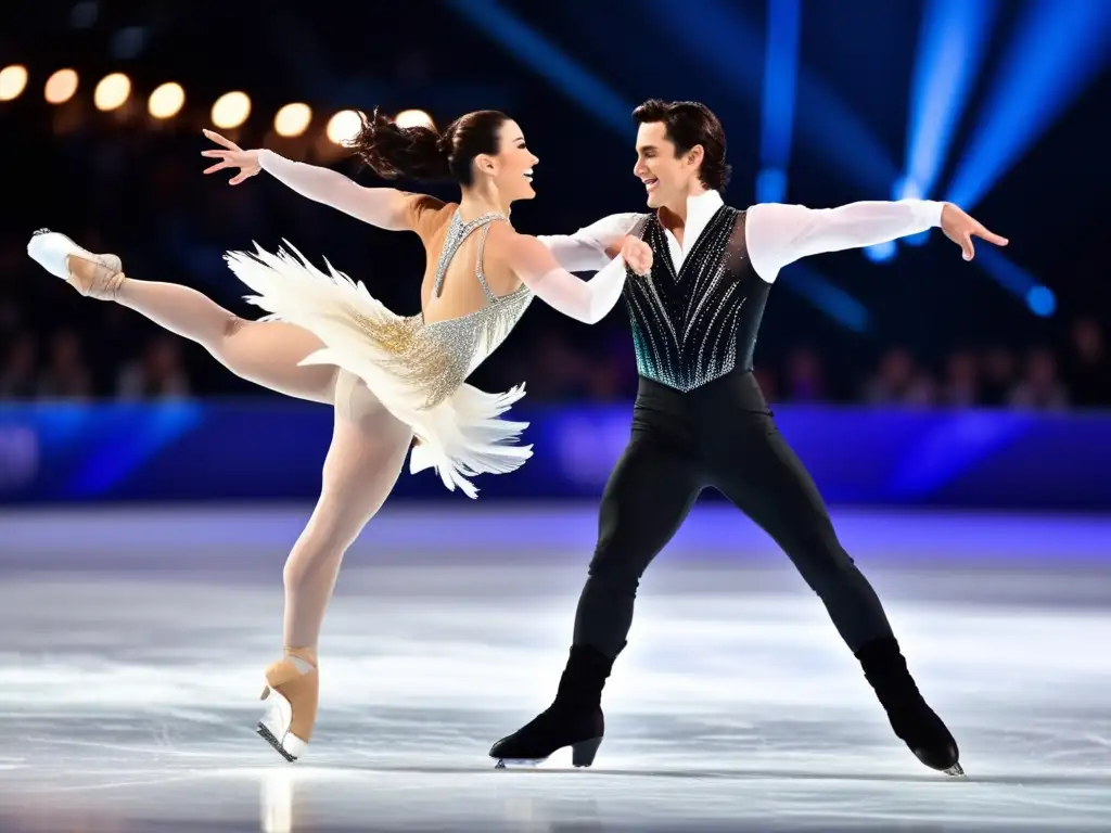 Tessa Virtue y Scott Moir ejecutan una impresionante rutina de patinaje artístico, mostrando su habilidad y pasión