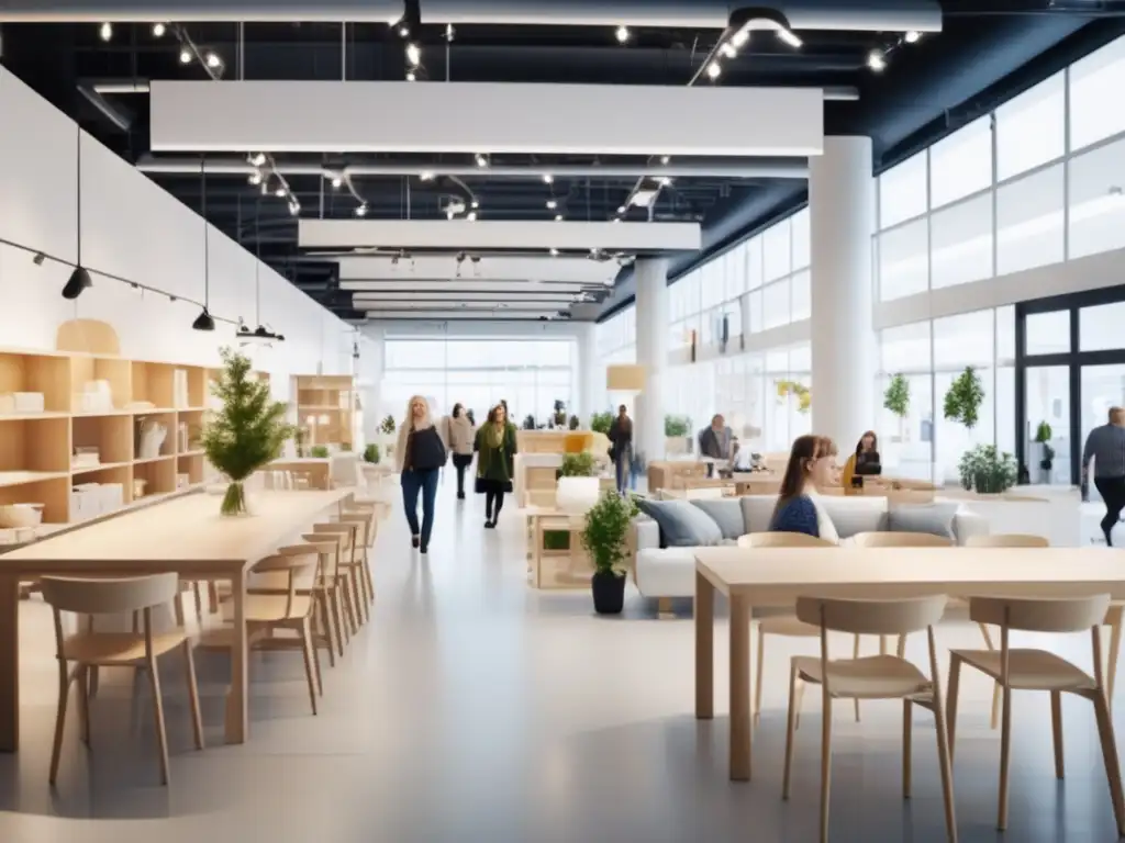 La tienda IKEA rebosa éxito y vitalidad, con diseño moderno y clientes felices