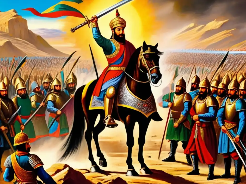 El triunfo de Timur el Cojo en la batalla, con su imperio mongol en la distancia