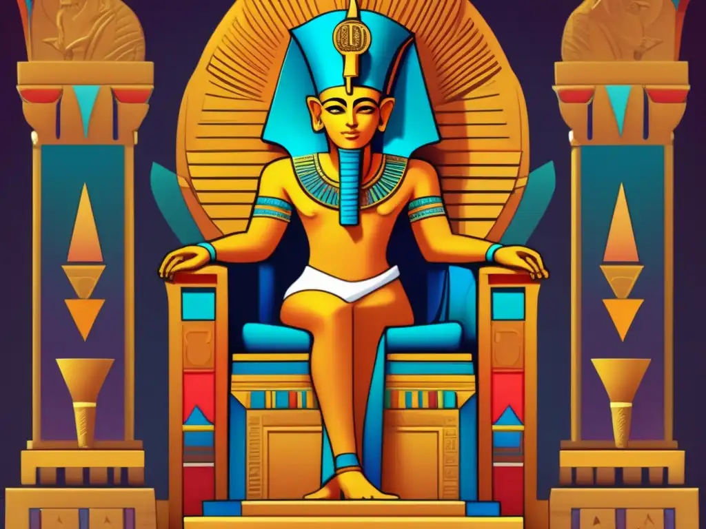 Akhenaton asciende al trono de Egipto con una ilustración digital impactante que fusiona lo tradicional con lo contemporáneo