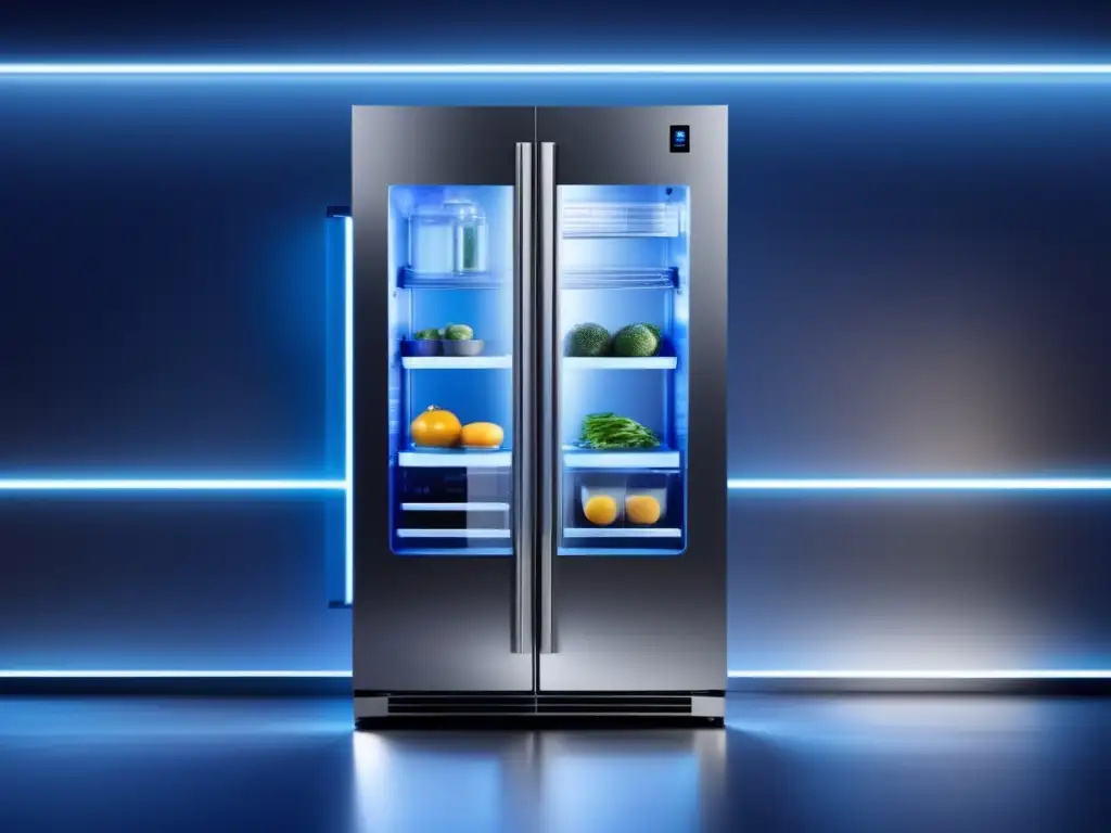 Unidades de refrigeración futuristas con tecnología innovadora y diseño minimalista en cocina moderna