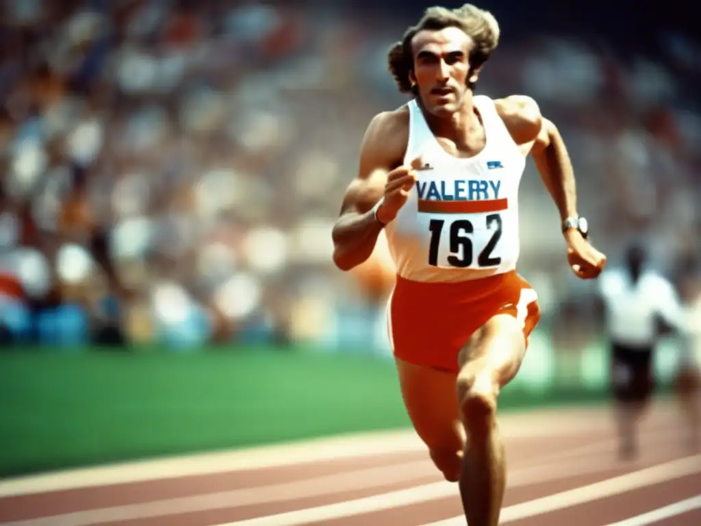Valery Borzov, en plena carrera olímpica en 1972, mostrando su intensidad y determinación