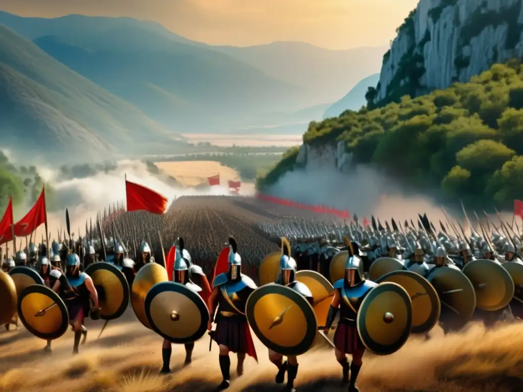 Los valientes guerreros espartanos de Leónidas se preparan para la batalla en las Termópilas, desafiando al ejército persa con determinación y coraje