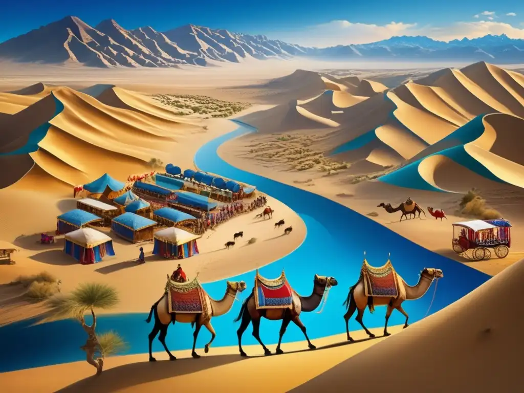 Un viaje legendario: caravanas de camellos recorren la antigua Ruta de la Seda, entre montañas y cielos azules