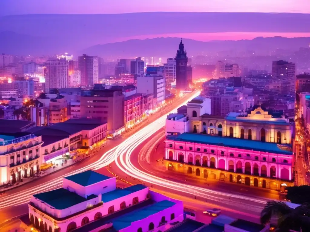 El vibrante atardecer de Lima, Perú, muestra la fusión de tradición y modernidad en la ciudad