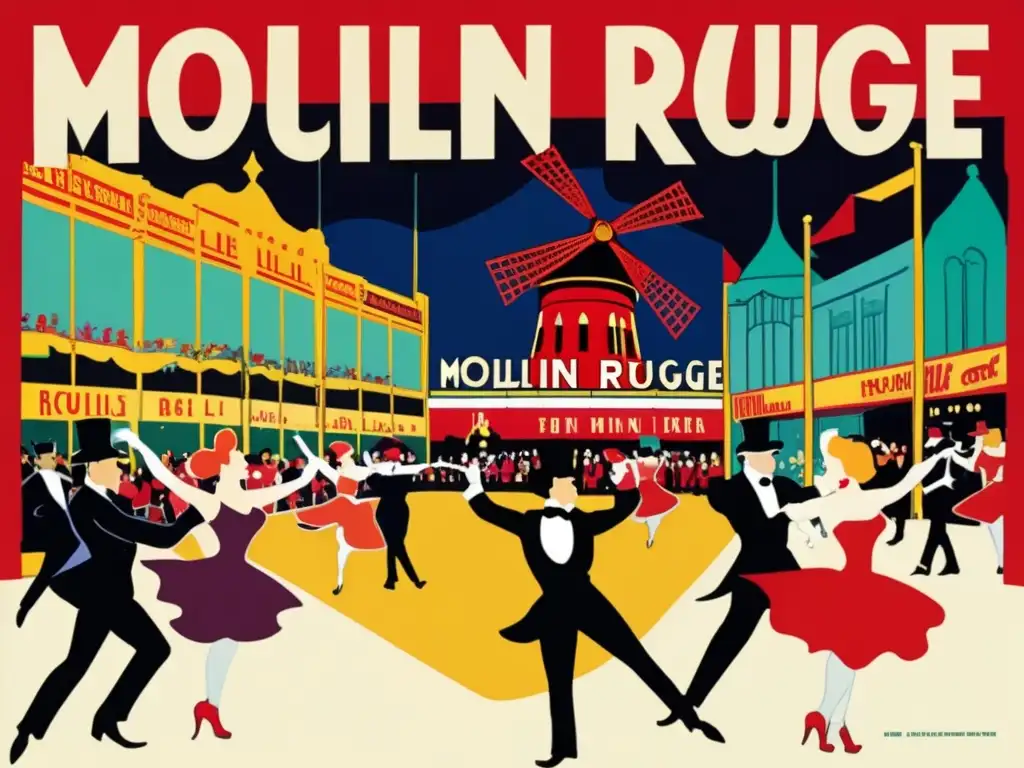 Un vibrante cartel moderno de ToulouseLautrec captura la energía del Moulin Rouge en Belle Époque Paris