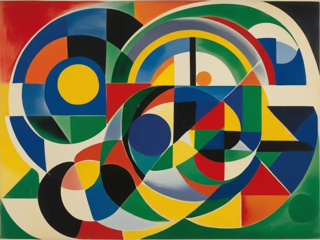 Un vibrante cuadro abstracto de Sonia Delaunay, con formas geométricas atrevidas y un uso dinámico del color