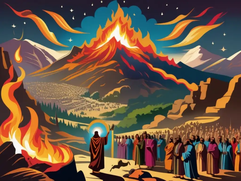 El profeta Elías desafía la idolatría en una ilustración vibrante y detallada