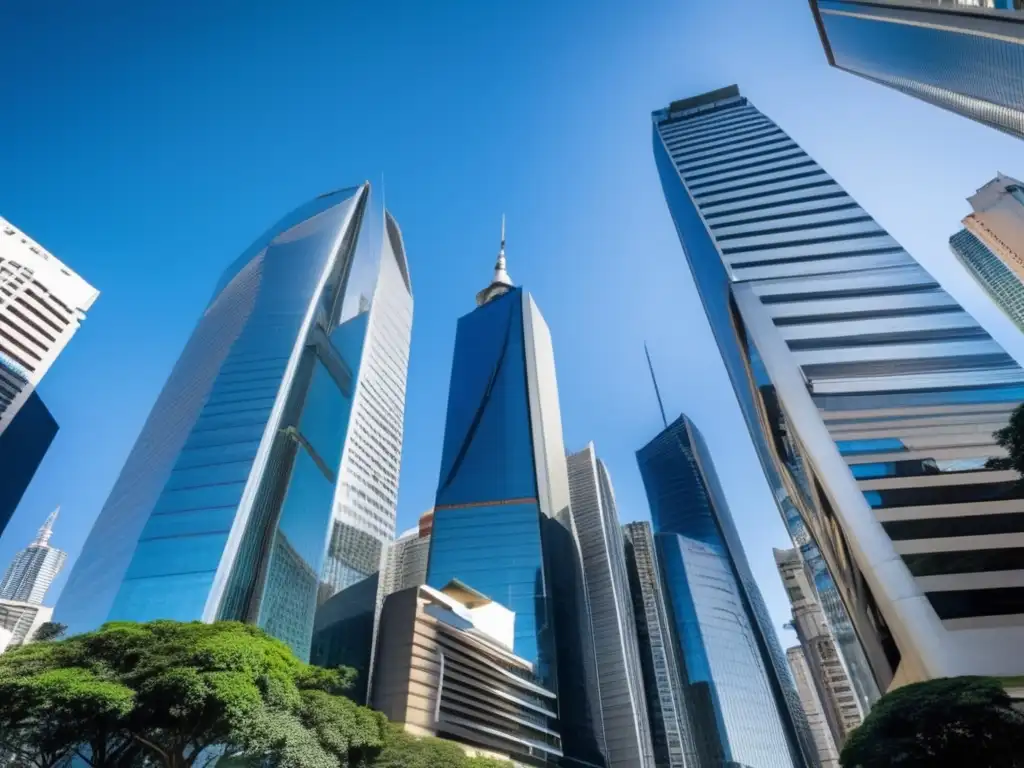Un vibrante distrito financiero en São Paulo, Brasil, con rascacielos modernos que reflejan la energía del mercado financiero del país
