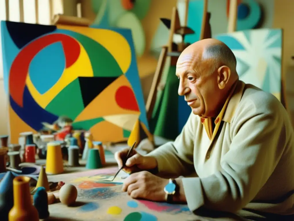 En su vibrante estudio, Pablo Picasso crea su legado artístico