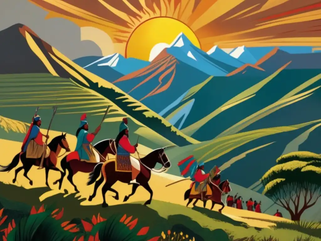 Un vibrante mural representa a Túpac Amaru II liderando una rebelión andina, con colores intensos y la resistencia de su gente