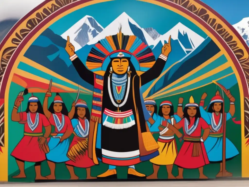 Un vibrante mural representa a Túpac Amaru II liderando la resistencia indígena en los Andes peruanos