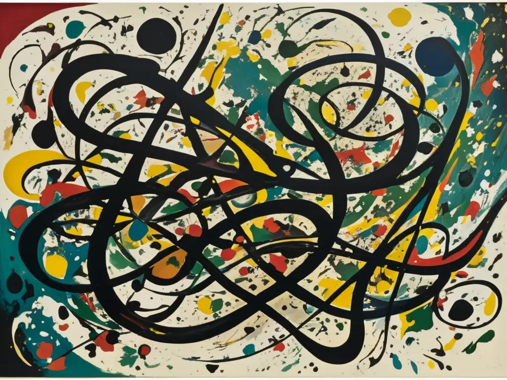 La vibrante obra 'Convergence' de Jackson Pollock, pionero en la Revolución del Expresionismo Abstracto, exhibida en una galería de arte moderno