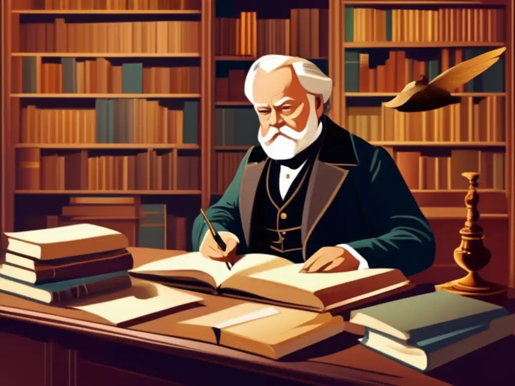 Victor Hugo, el poder de la palabra plasmado en una ilustración moderna de alta resolución