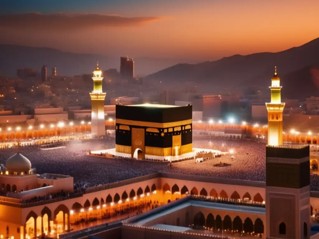La vida de Hasan al-Basri inspiró el pensamiento islámico en una imagen de Mecca al atardecer con sombras largas y tonos cálidos