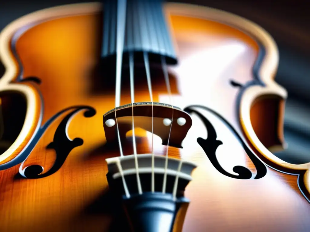Un violín barroco detallado, con tallados e incrustaciones, listo para producir música hermosa