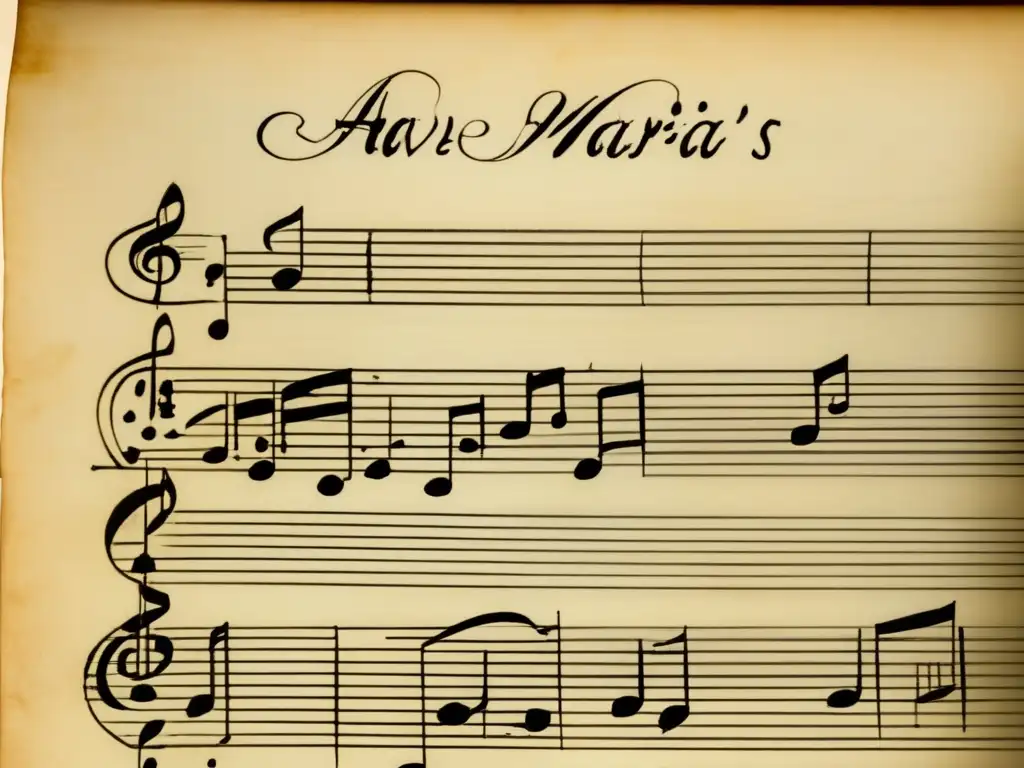 Una vista detallada del manuscrito musical de Franz Schubert para 'Ave Maria'