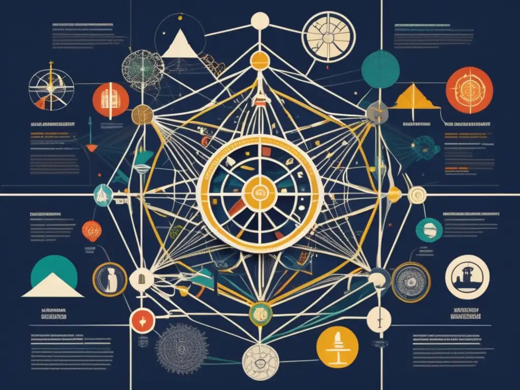 Una representación visual impactante del análisis profundo del estructuralismo de LéviStrauss, con símbolos y arte moderno