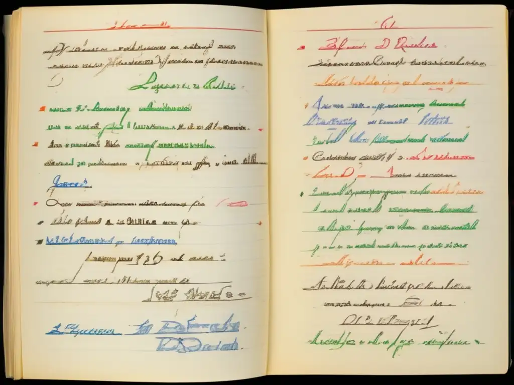 Una representación visual impactante de las notas manuscritas de Jacques Derrida, exudando profundidad y complejidad