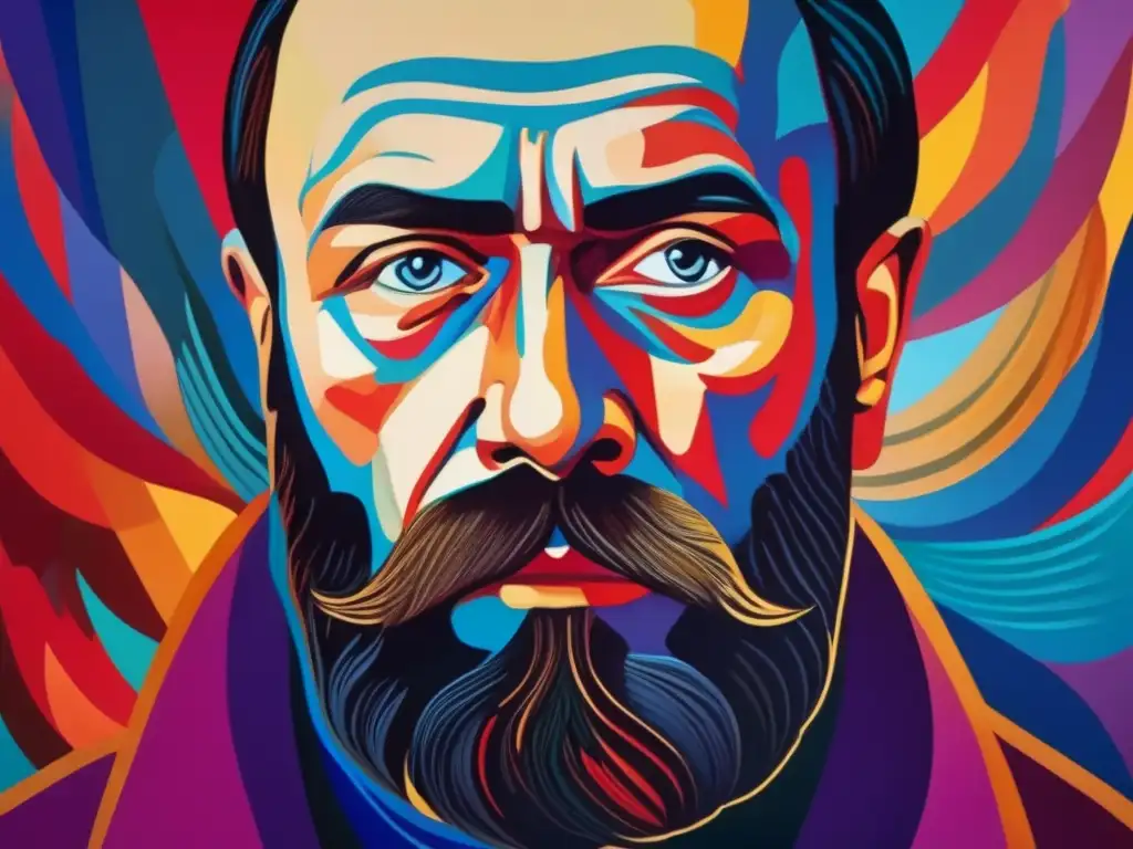 Una vívida representación en 8k del enigmático retrato de Vasily Rozanov, evocando la controversia de su pensamiento sobre la sexualidad en el pensamiento ruso