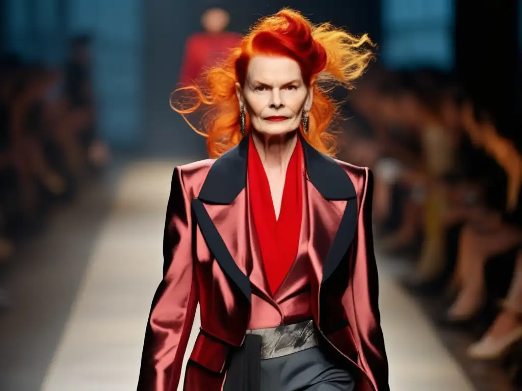 Vivienne Westwood desfila con un conjunto punk de alta costura, irradiando rebeldía y empoderamiento